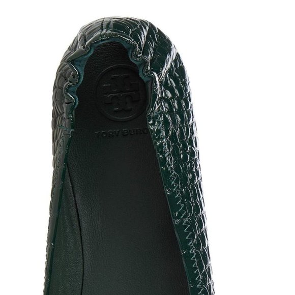 Tory Burch $248 Minnie Croc Embossed Green Verde Ballet Flats 9 - Picture 12 of 13